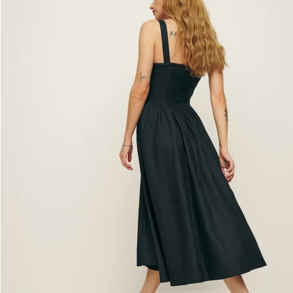 NWT Reformation Balia Black Linen Maxi Dress Size 12 - Picture 3 of 14